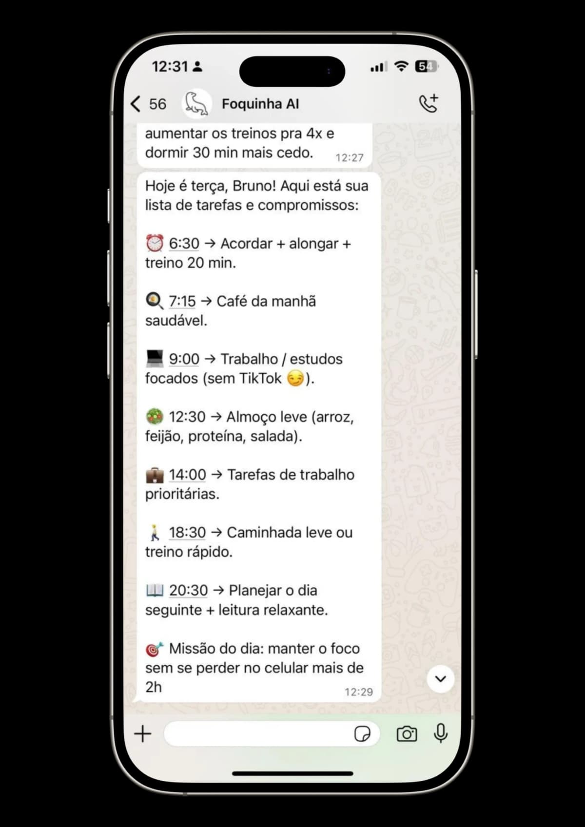 Recebe sua agenda direto no zap